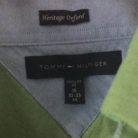 Button oxford sz 15 32-33 med Tomy hilfiger green - Picture 3 of 4